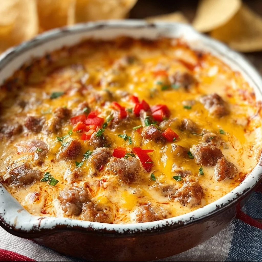 Spicy sausage cheese dip