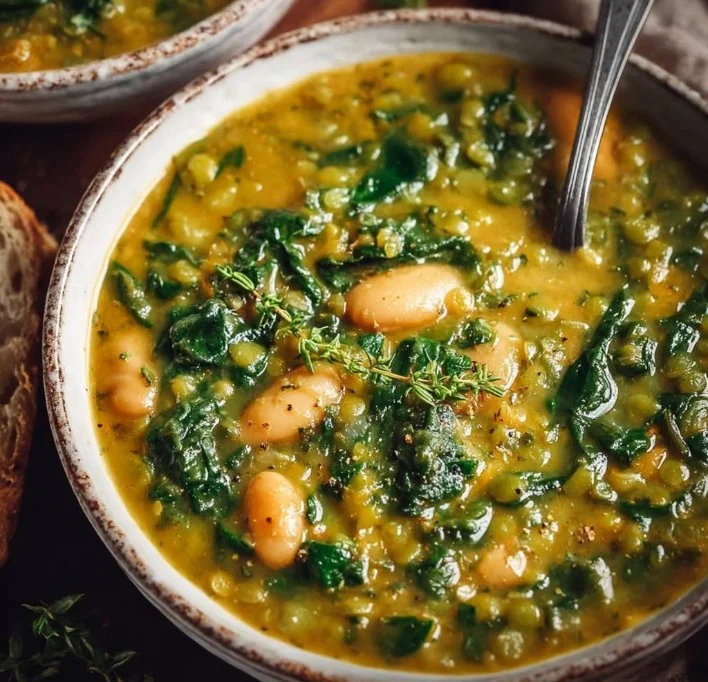 Spinach, Lentil, and Butter Bean Soup 4 Spinach, lentil and butter bean soup - this easy vegan soup is healthy, hearty and nutritious. It is high … | Healthy soup recipes, Vegan soup recipes, Soup recipes