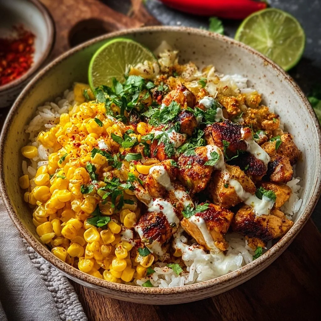 Street Corn Chicken Rice Bowl