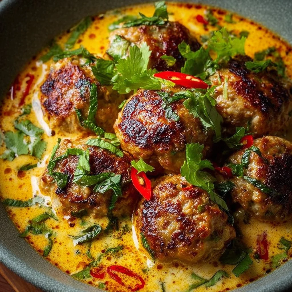 Thai Chicken Meatballs in Coconut Curry