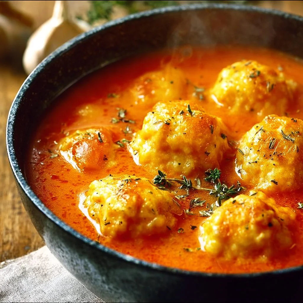 Wholesome Tomato Soup with Cheddar Bay Dumplings