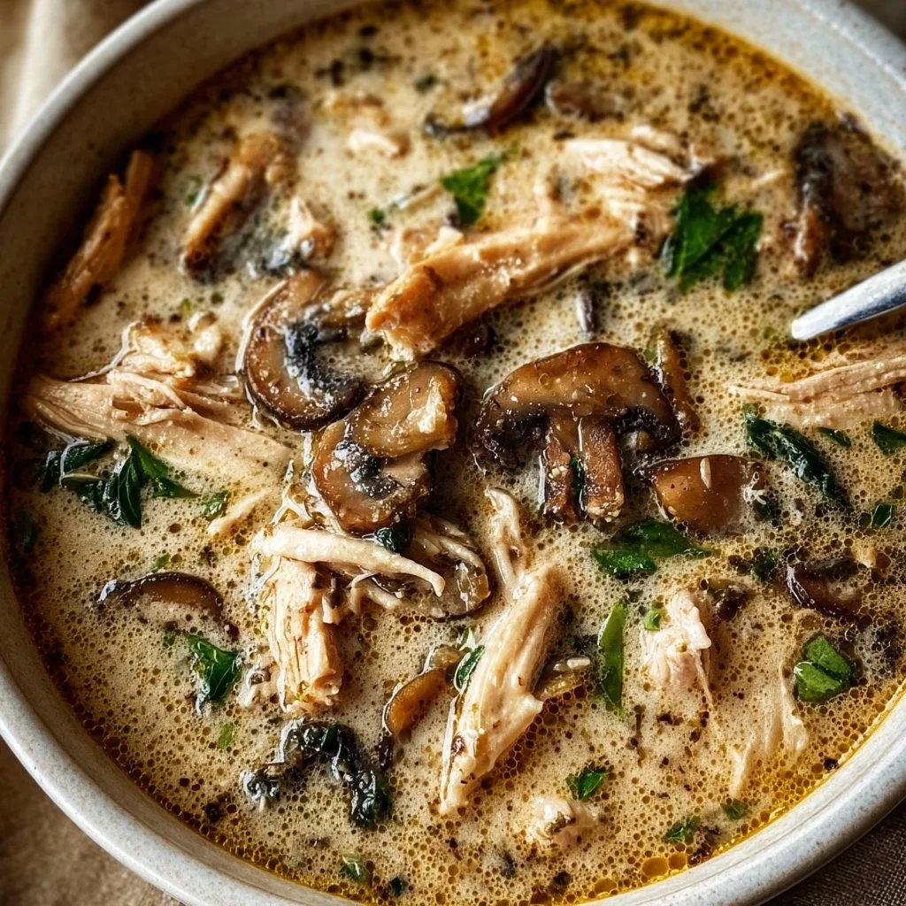 Creamy Rotisserie Chicken Mushroom Soup