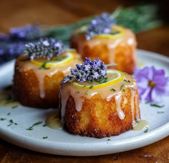 Mini Lemon Cakes With Lavender Glaze