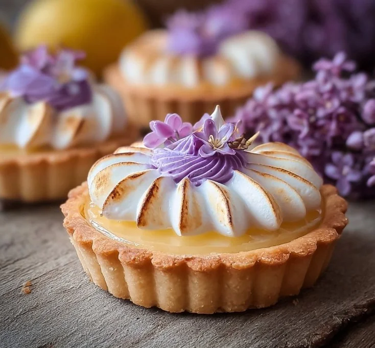 Mini Lemon Tart with Lilac Meringue: Spring Dessert