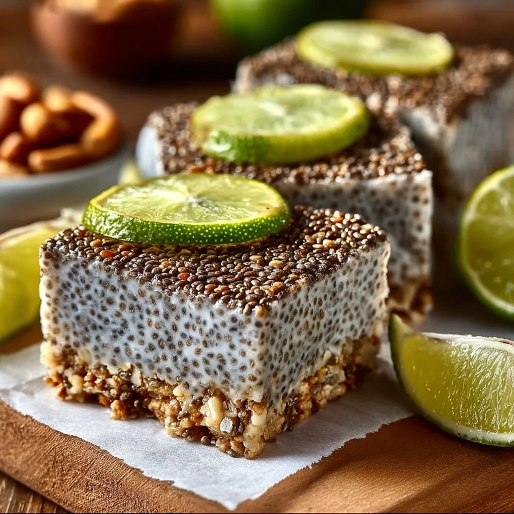 Refreshing No-Bake Chia Pudding Bars with Zesty Coconut Lime Flavor