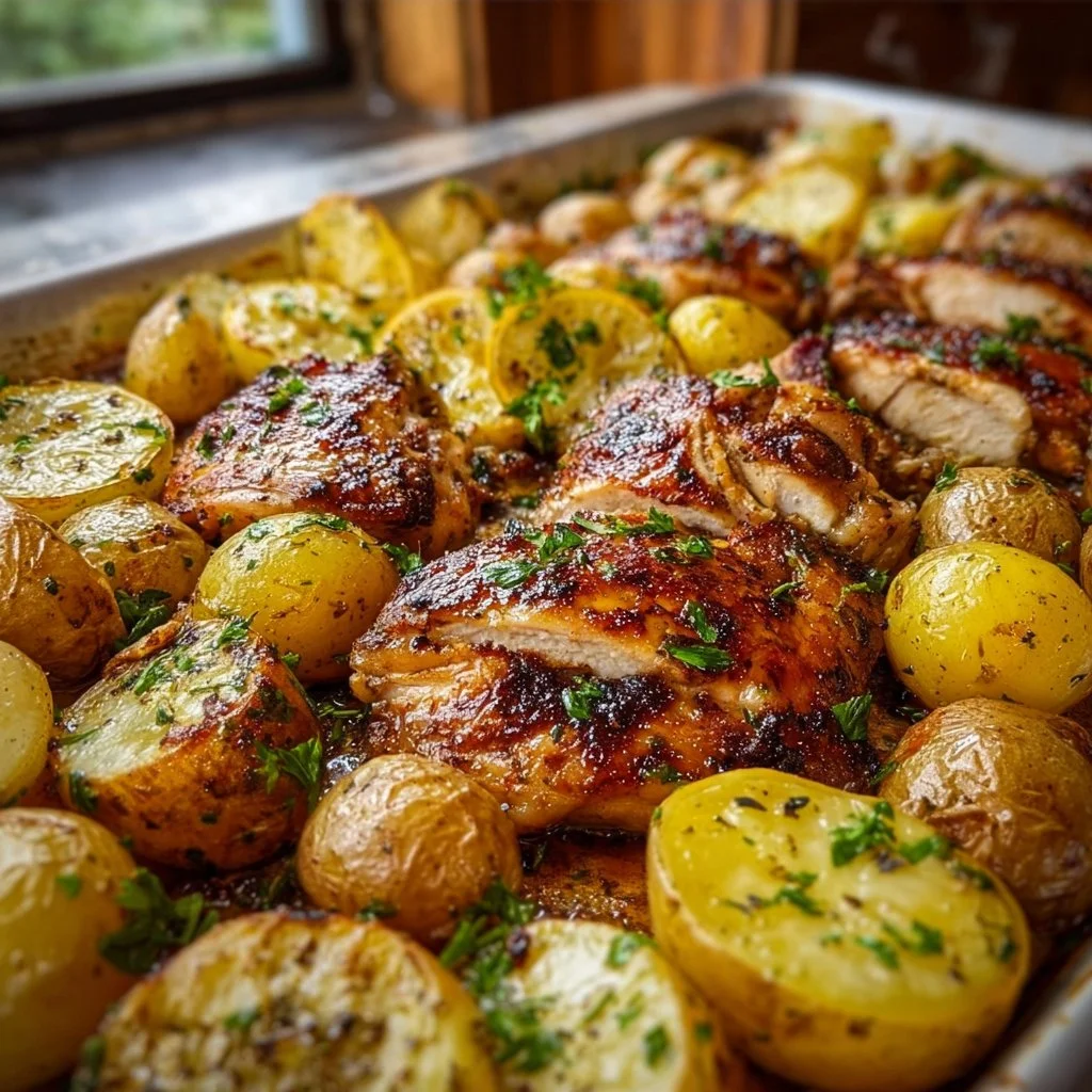 Sheet Pan Lemon Balsamic Chicken and Potatoes Made Easy!