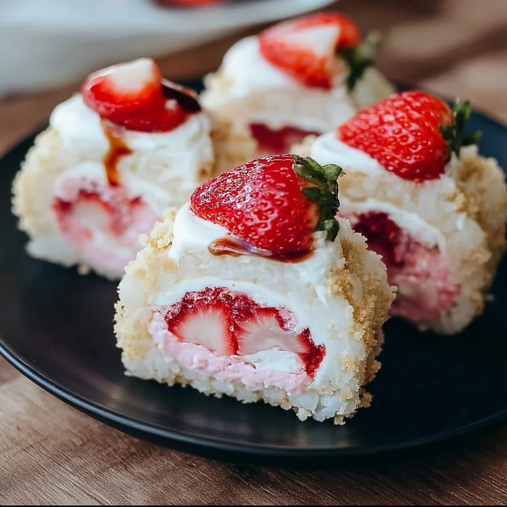 Strawberry Shortcake Cheesecake Sushi Rolls