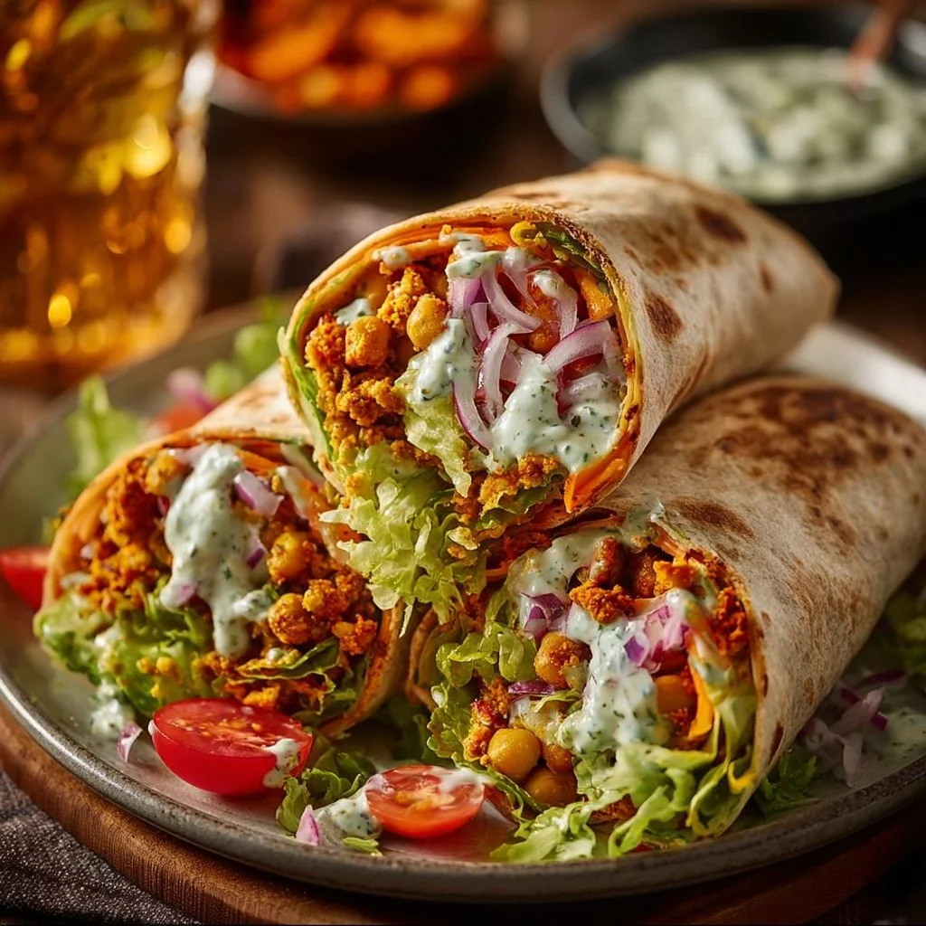 15-Minute Buffalo Chickpea Wraps