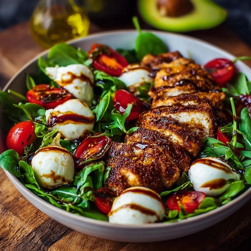 Baked Marinated Chicken Salad with Mozzarella and Balsamic Vinaigrette