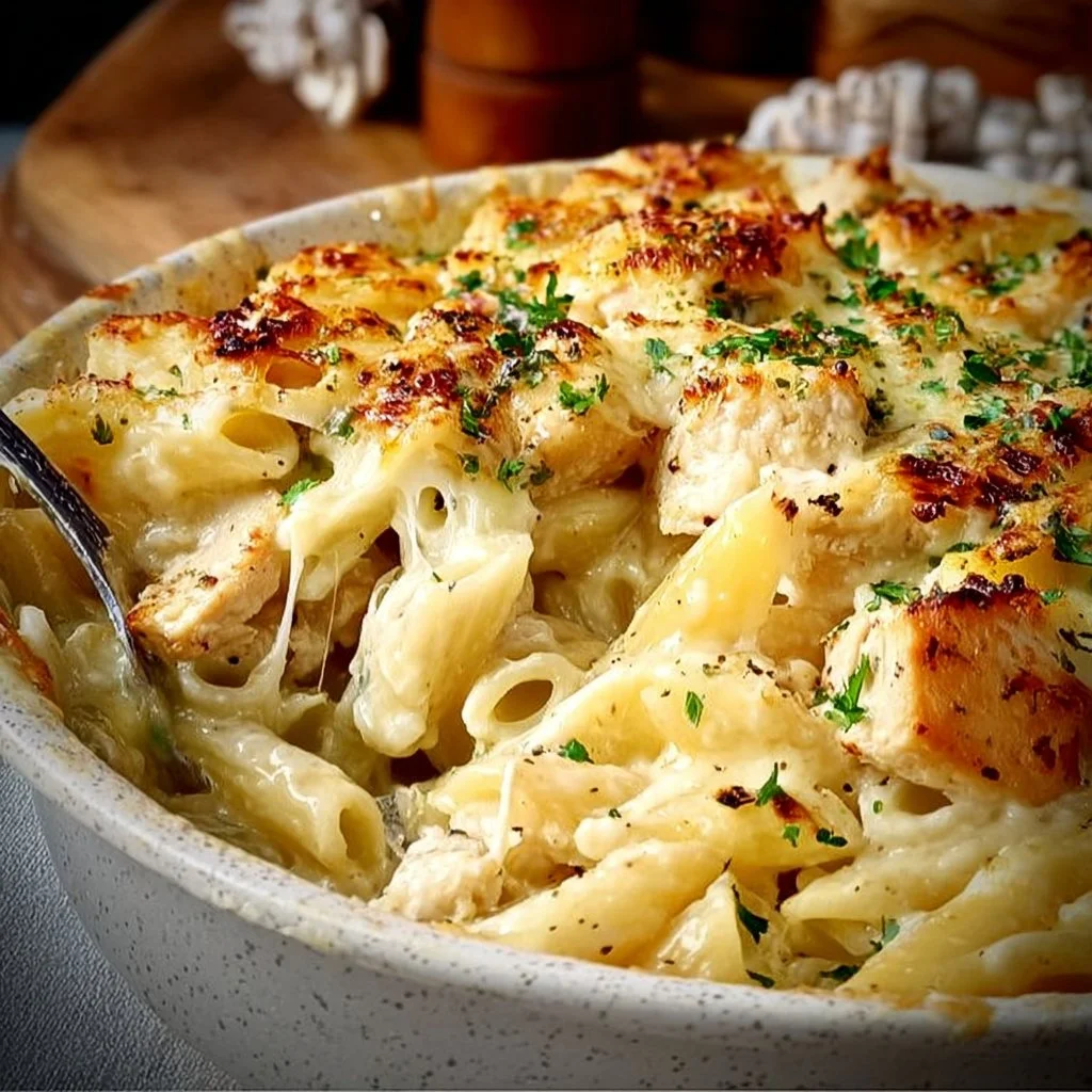 Chicken Alfredo Ziti Casserole