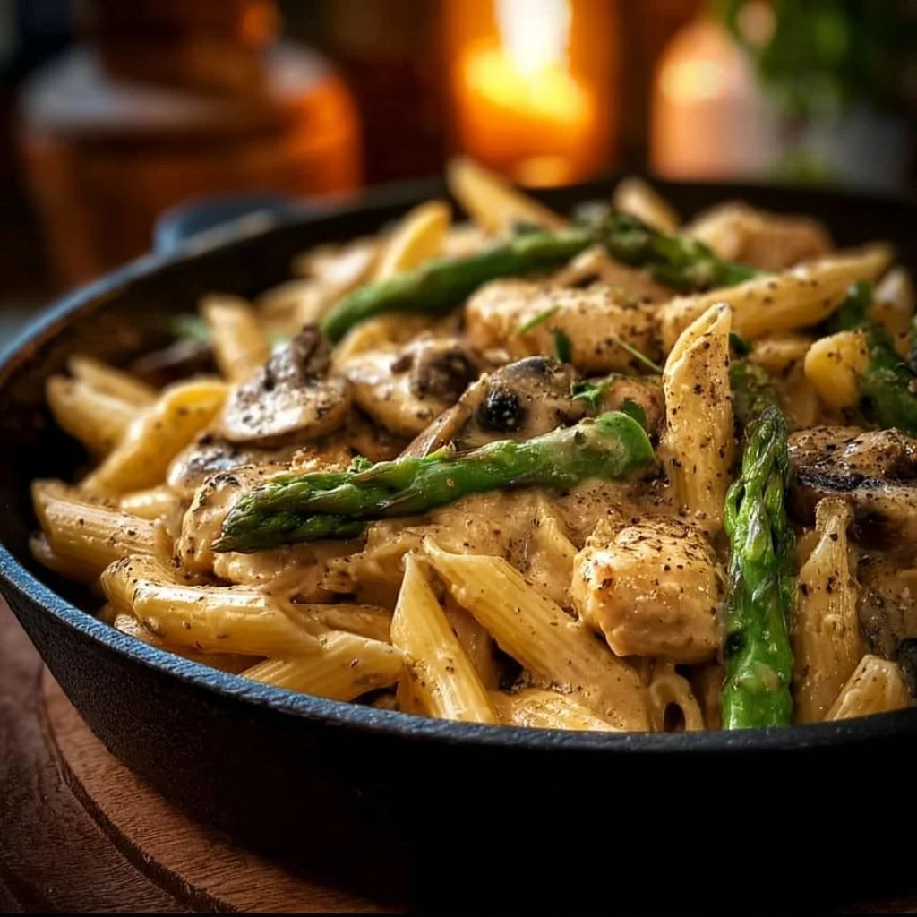 Creamy Asparagus Chicken Penne 4 Creamy Mushroom & Asparagus Chicken Penne