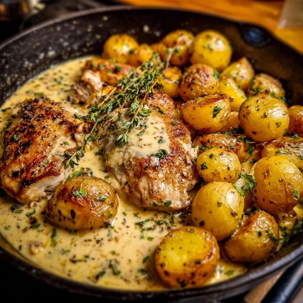 Creamy Garlic Chicken Potatoes