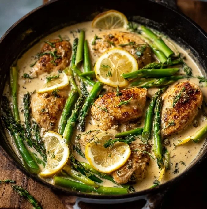 Creamy Lemon Chicken with Asparagus