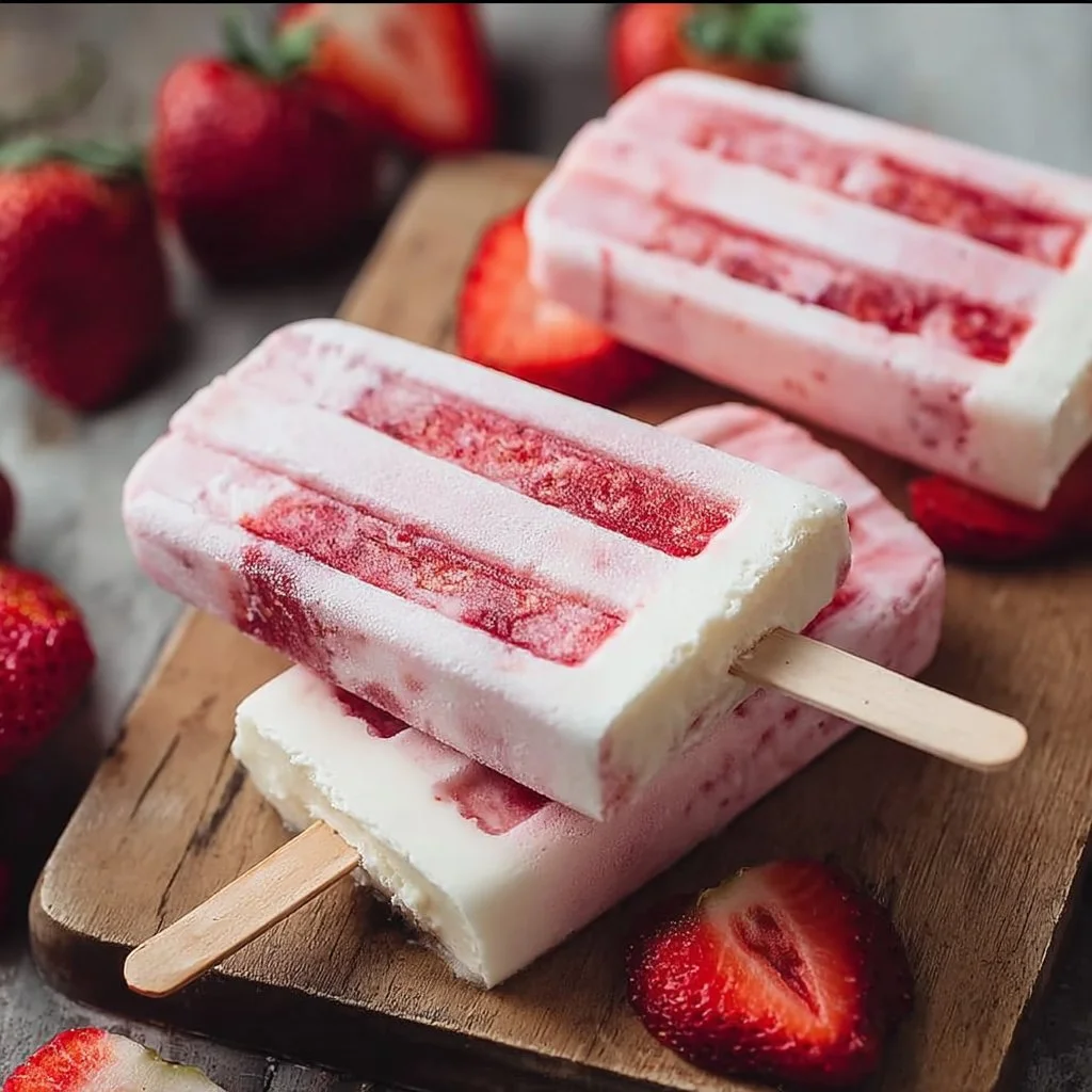 Delicious Strawberry Cream Popsicles: Guilt-Free Summer Bliss