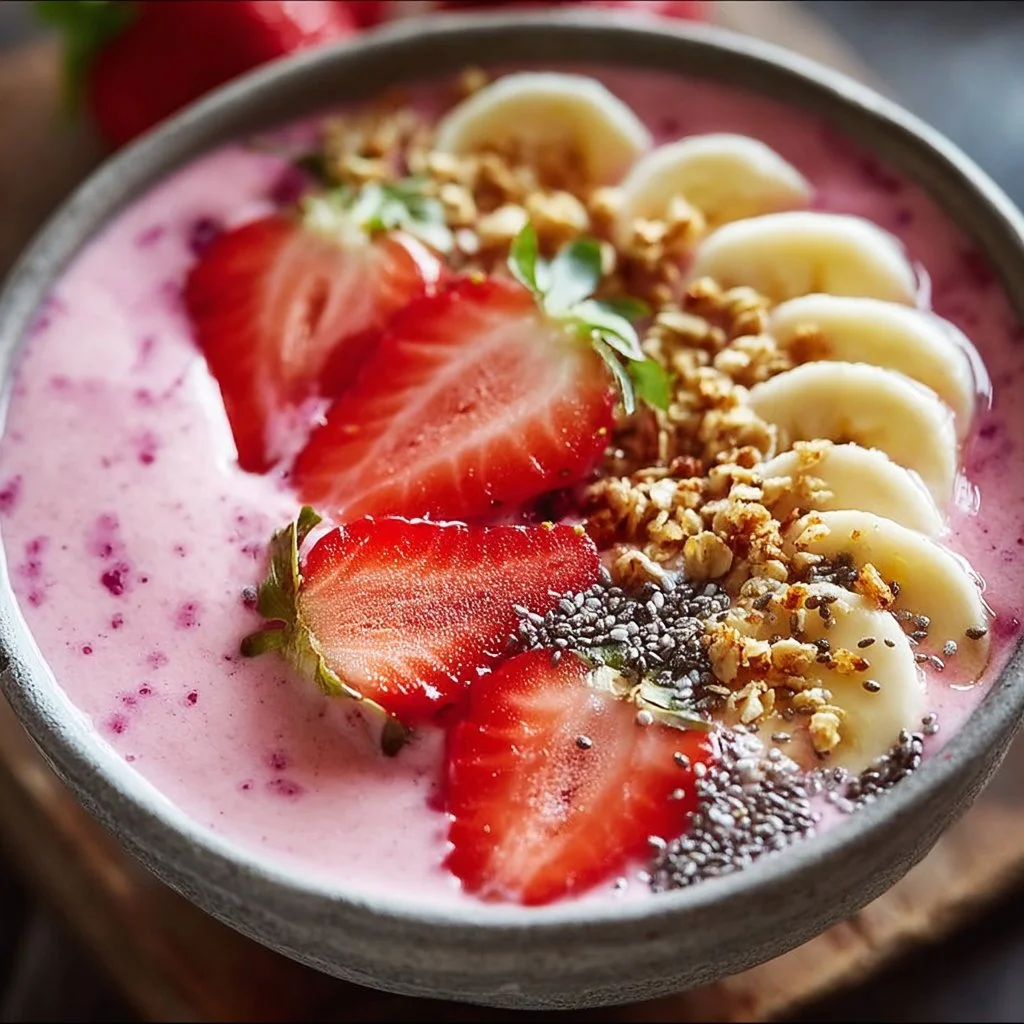 Delicious Strawberry Protein Smoothie Bowl