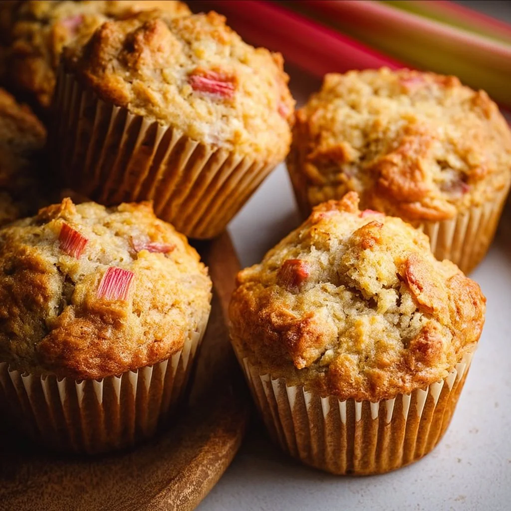 Easy Banana Rhubarb Muffins