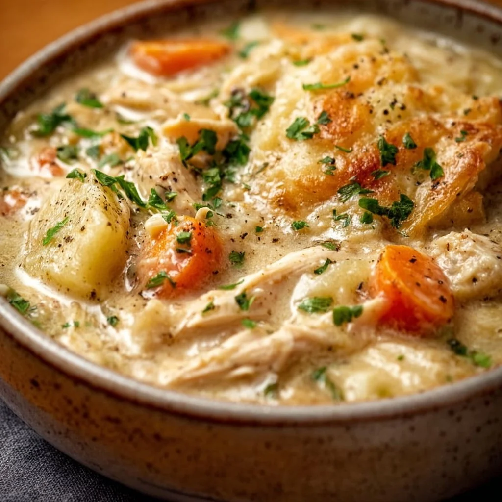 High Protein Chicken Pot Pie Soup