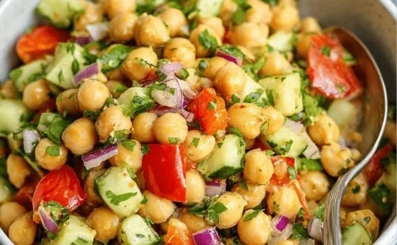High Protein Chickpea Salad (Vegan + Gluten-Free) – Fresh, Protein-Packed, and Flavorful