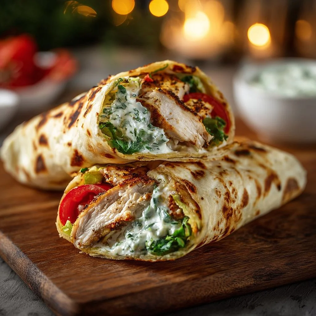 High-Protein Crispy Cottage Cheese Flatbread Chicken Wraps
