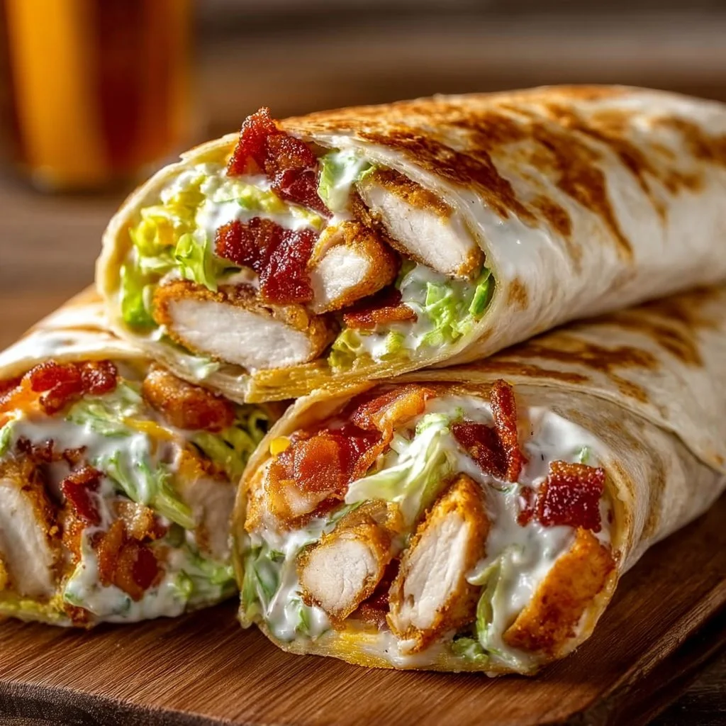 Homemade Crispy Bacon Ranch Chicken Wraps