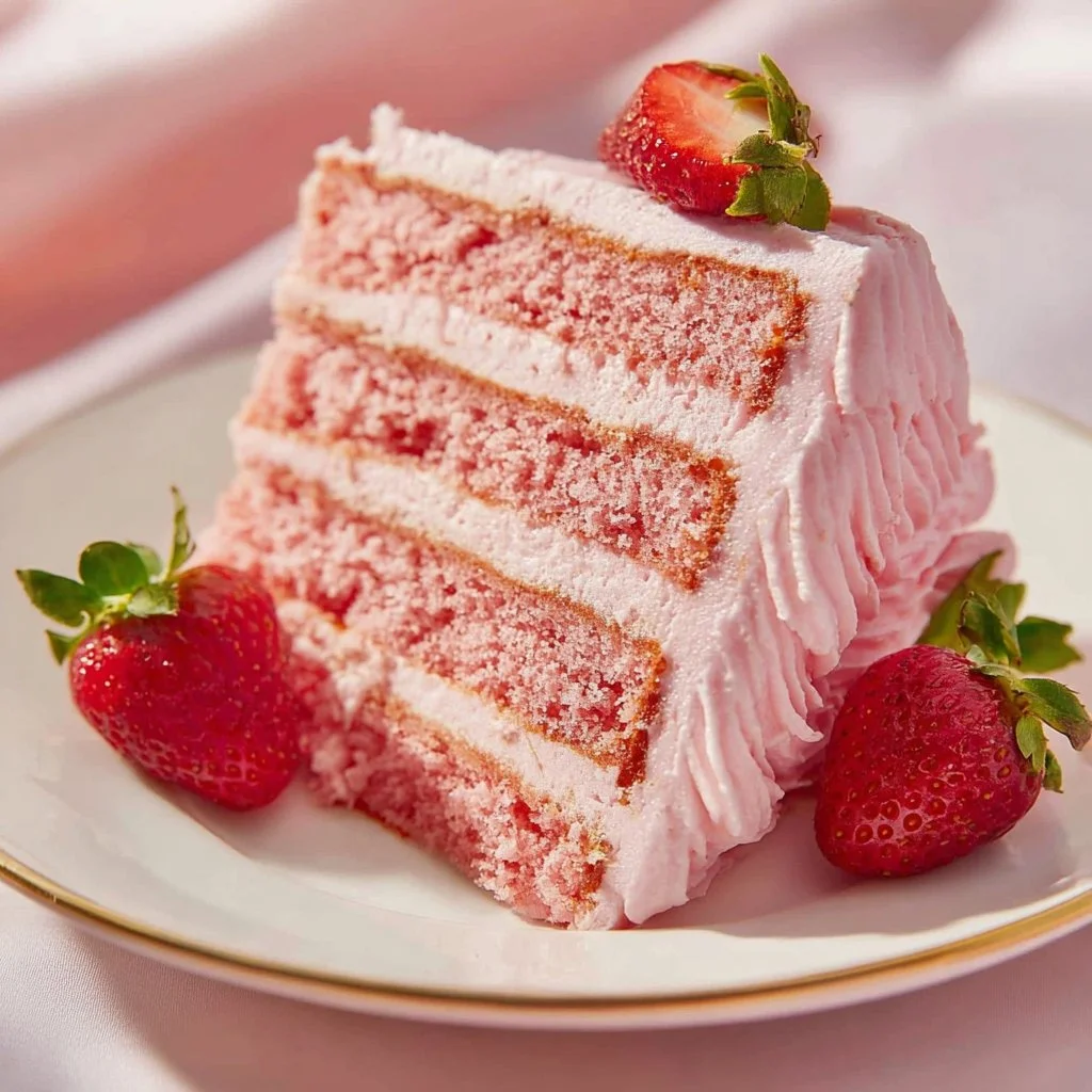 Homemade Strawberry Cake with Strawberry Frosting