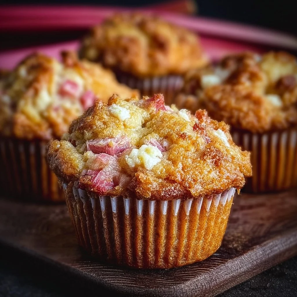 Moist Rhubarb Muffins with Greek Yogurt