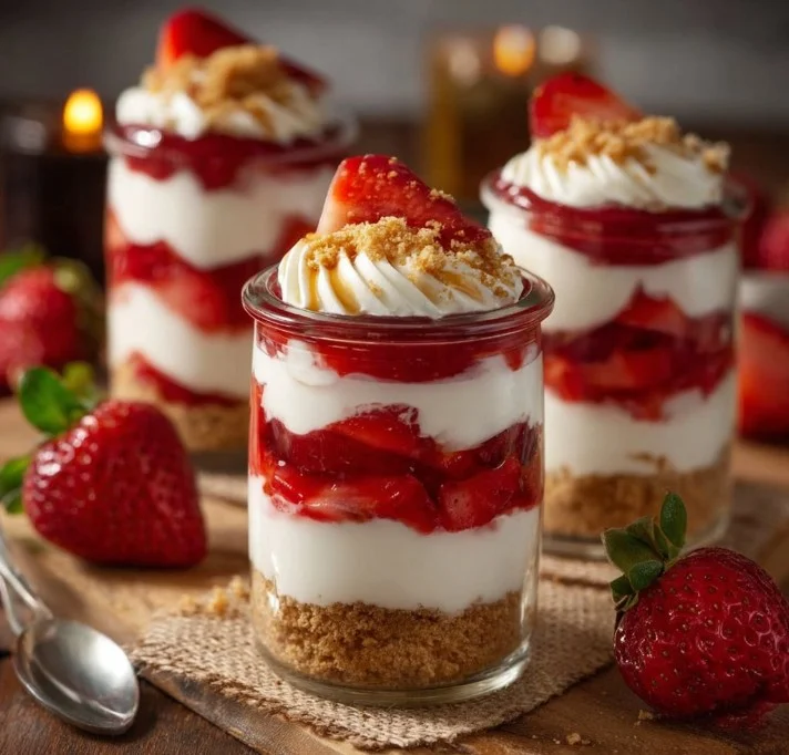 No-Bake Strawberry Cheesecake Parfaits
