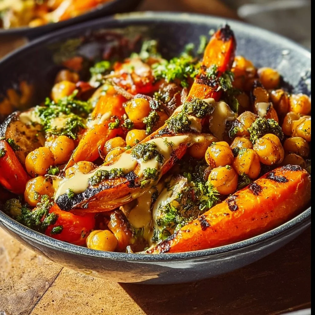 One-Pan Roasted Carrot and Chickpea Bowl