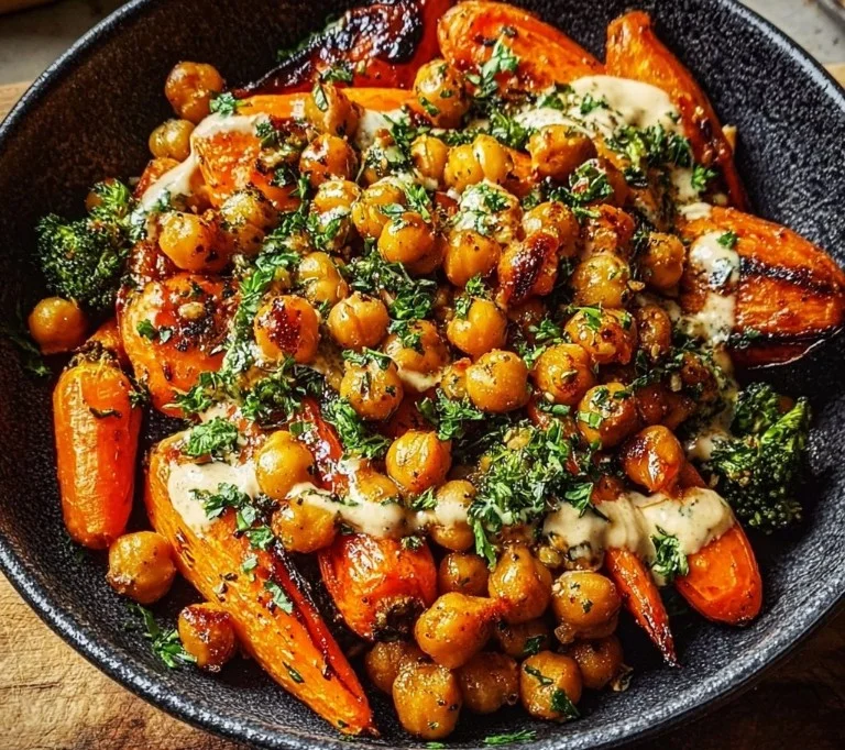 One-Pan Roasted Carrot and Chickpea Bowl