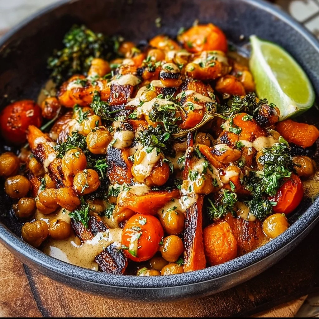 One-Pan Roasted Carrot and Chickpea Bowl