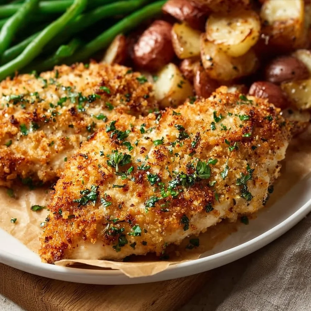 Parmesan Crusted Chicken Sheet Pan Dinner