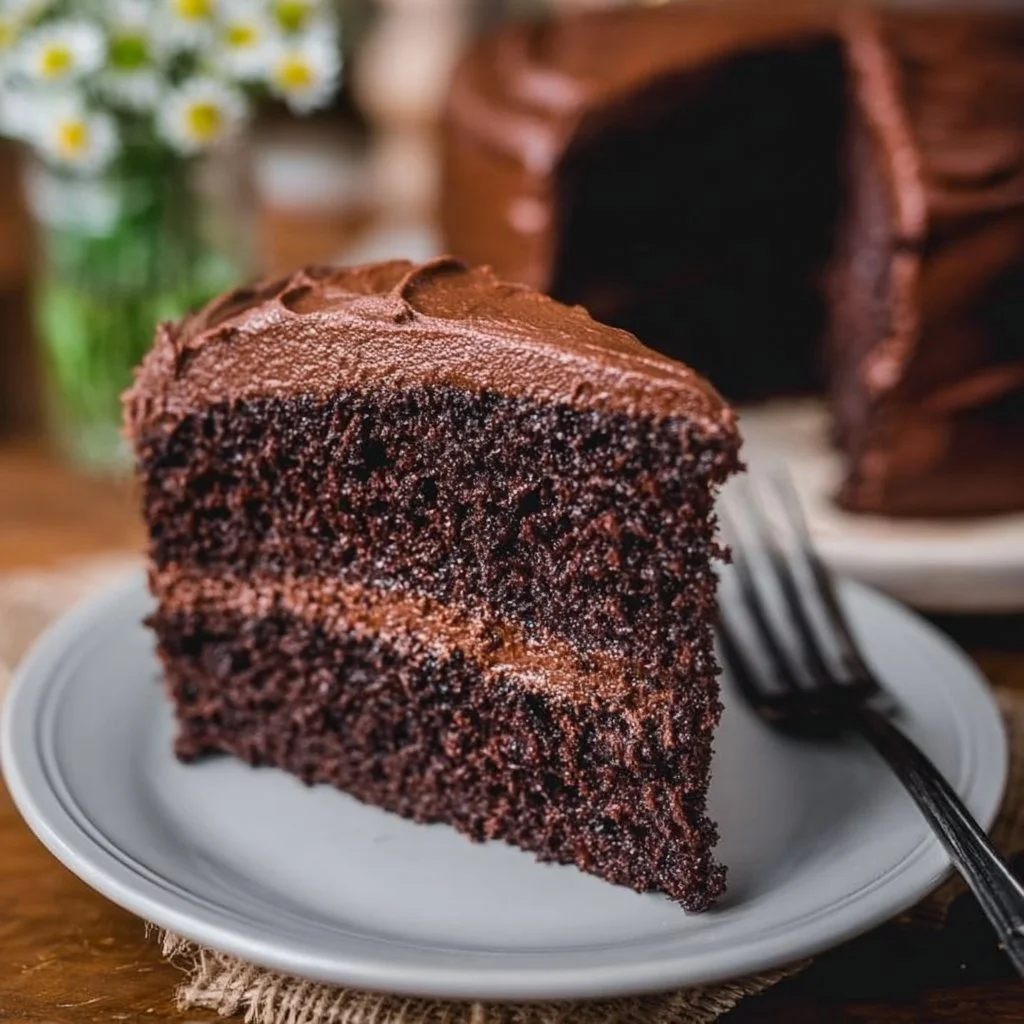 Recipe for Amazing Moist Two Layer Chocolate Cake with Homemade Chocolate Frosting…