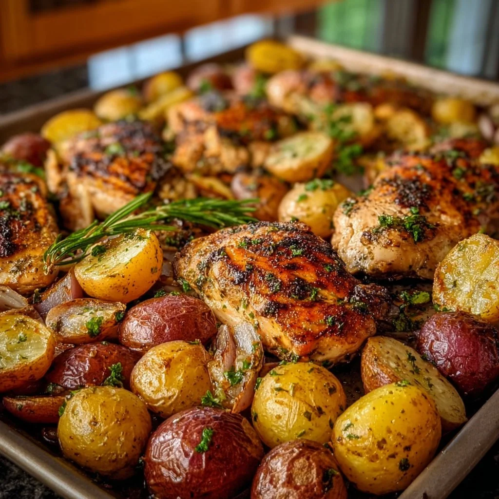 Sheet Pan Lemon Balsamic Chicken and Potatoes Made Easy!