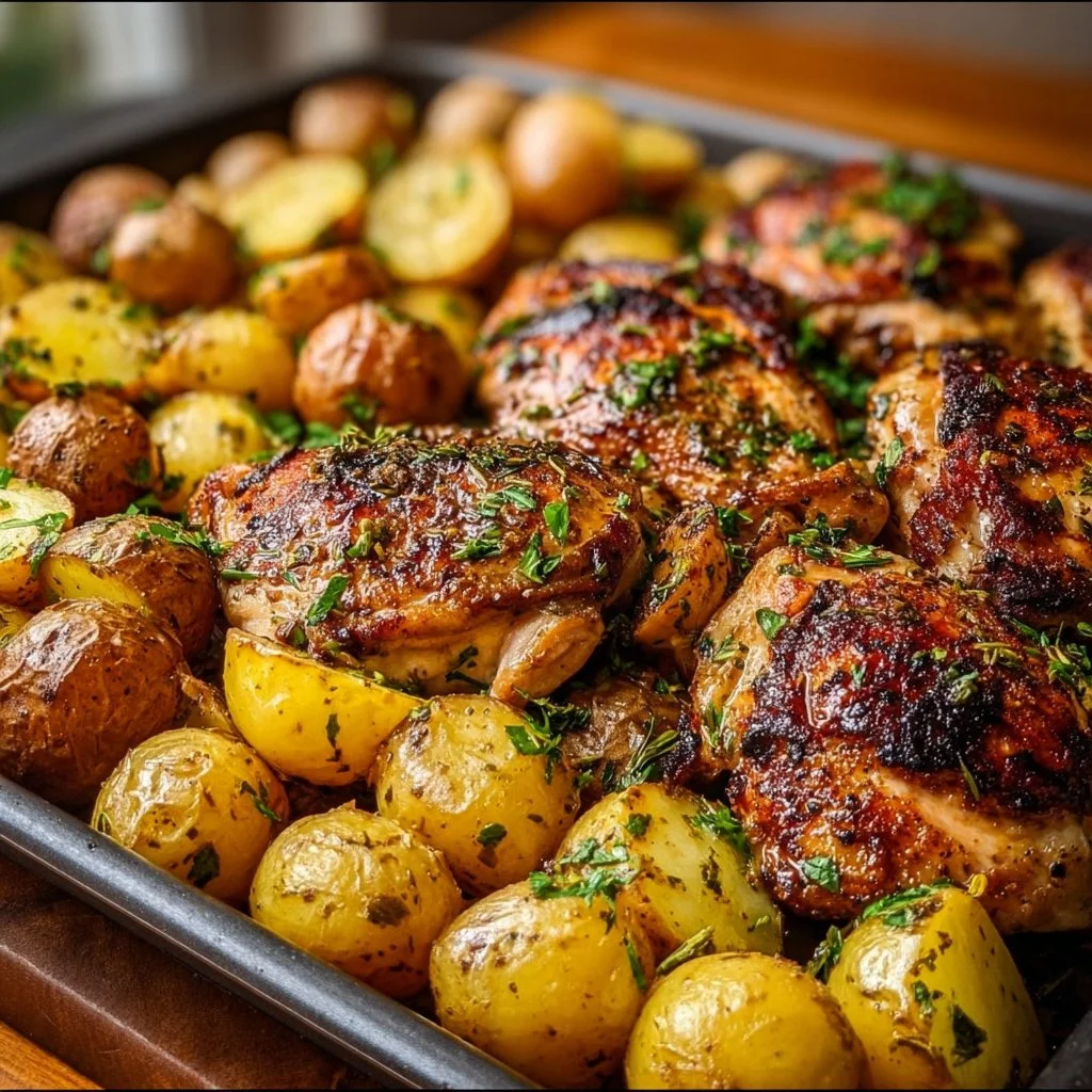 Sheet Pan Lemon Balsamic Chicken and Potatoes Made Easy!