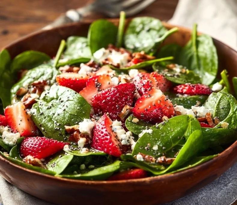 Spinach Strawberry Salad with Balsamic Poppyseed Dressing