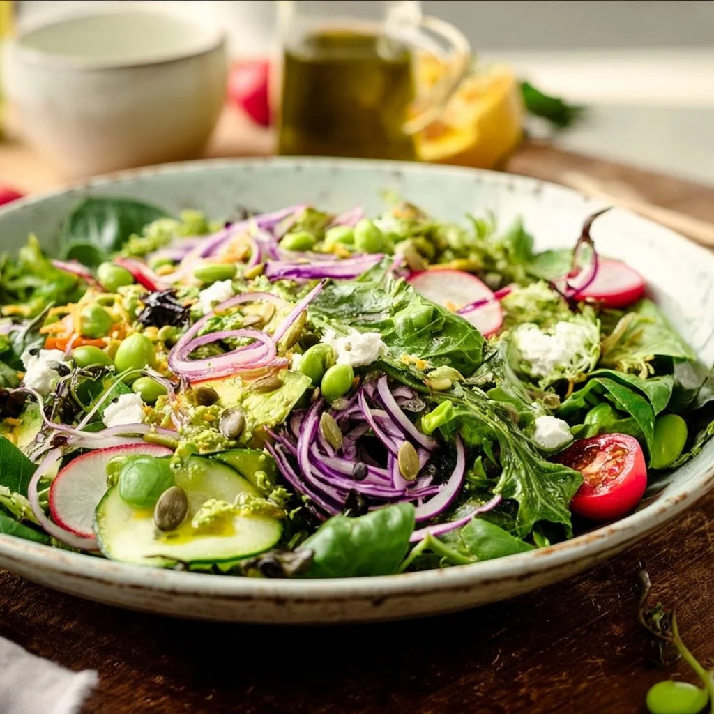 Spring Green Salad with Lemon Basil Vinaigrette