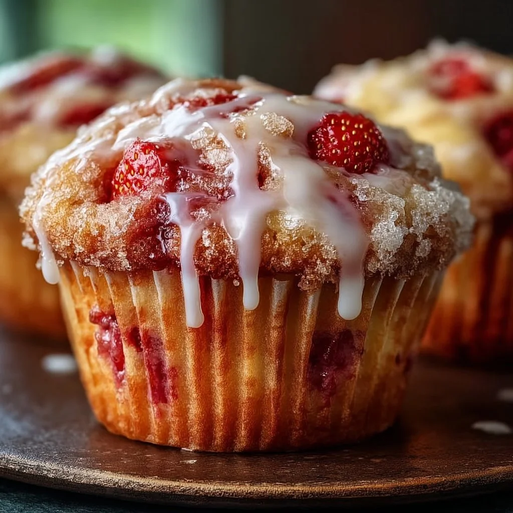 Strawberry Muffins Lemon Glaze