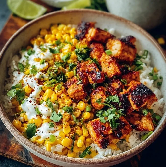 Street Corn Chicken Rice Bowl