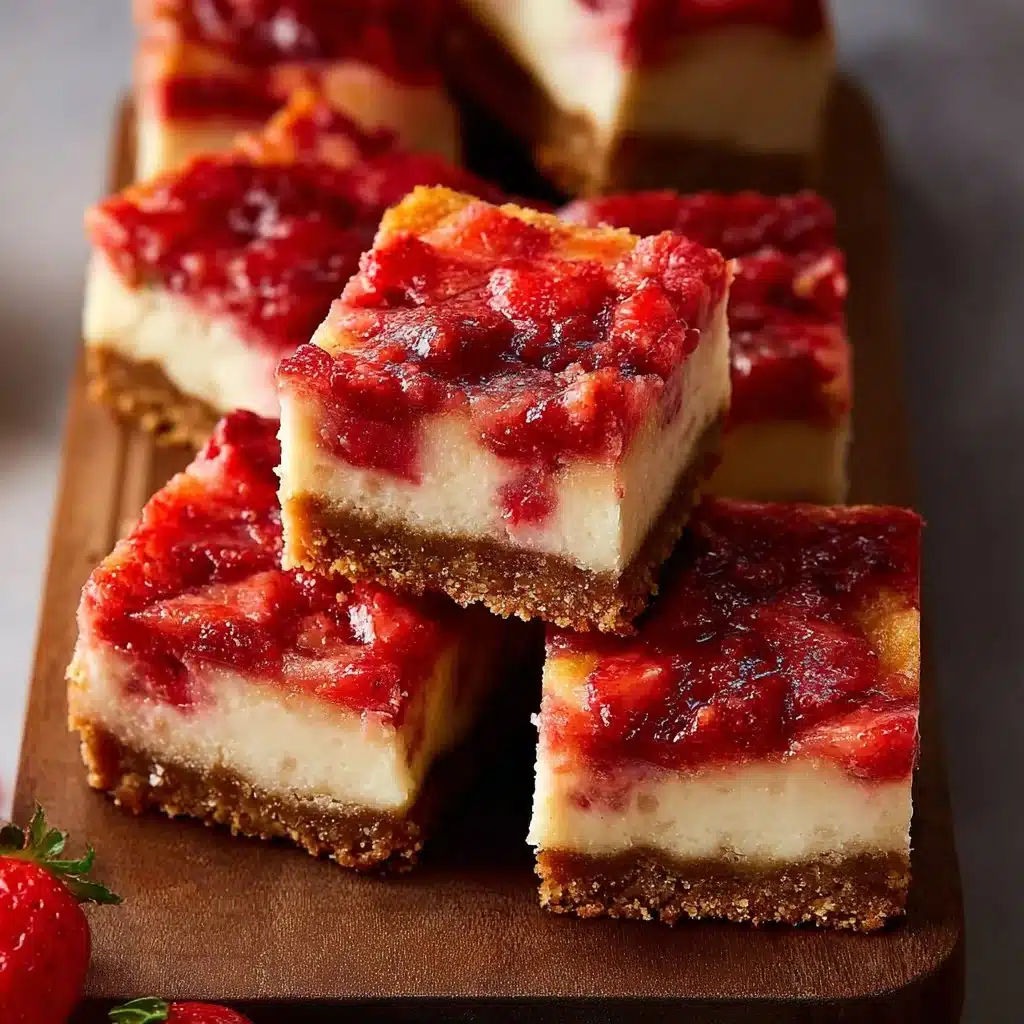 Sweet Strawberry Rhubarb Cheesecake Bars