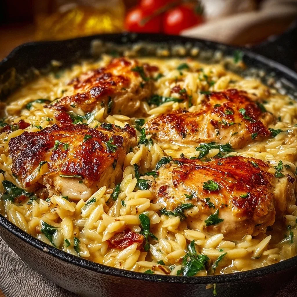 Tuscan Chicken with Orzo