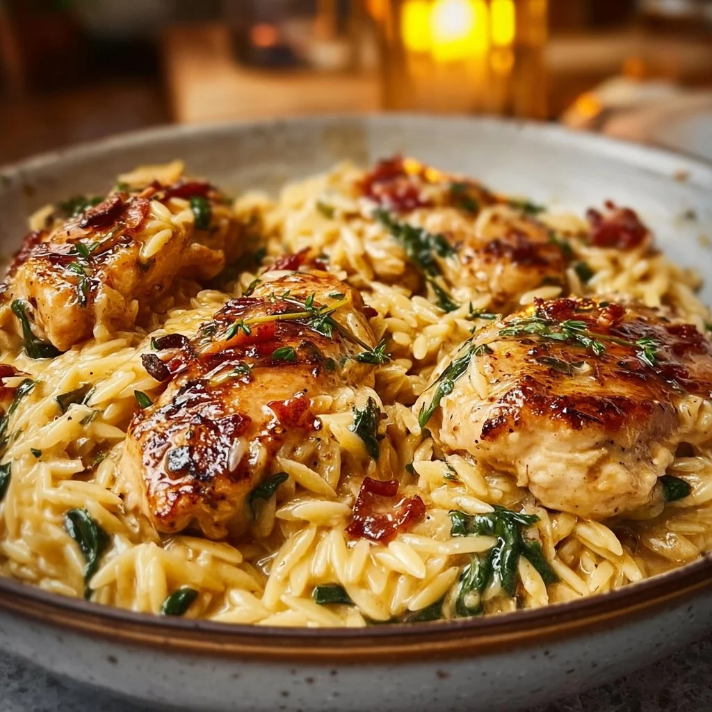 Tuscan Chicken with Parmesan Orzo