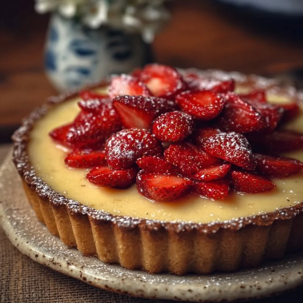 Vanilla Custard & Strawberry Tart