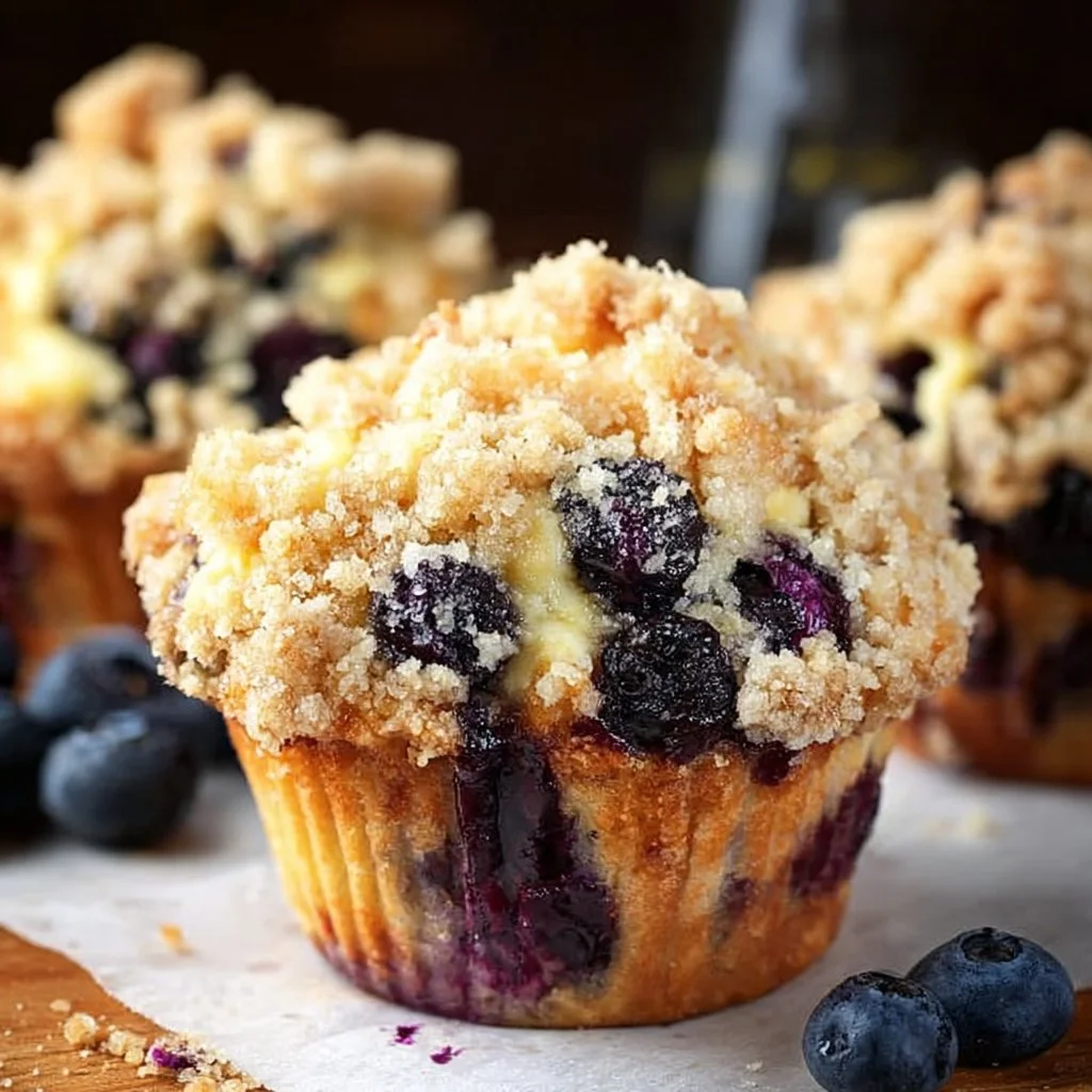 Blueberry Cream Cheese Muffins with Streusel Crumb Topping