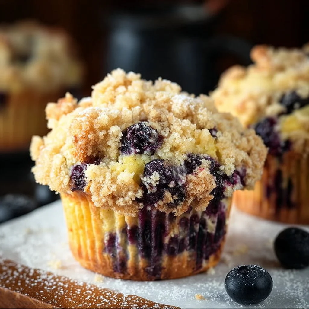 Blueberry Cream Cheese Muffins with Streusel Crumb Topping