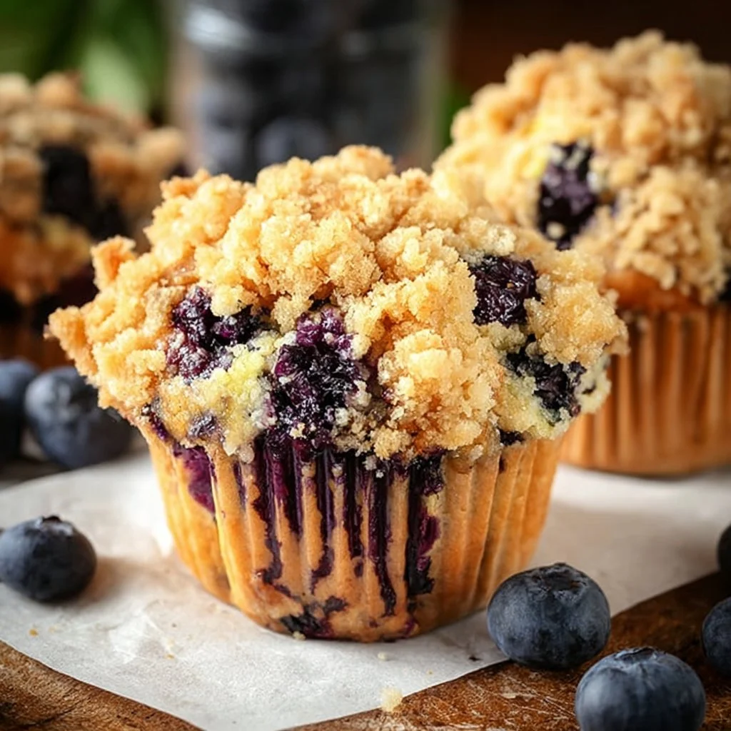 Blueberry Cream Cheese Muffins with Streusel Crumb Topping
