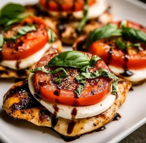 Delicious Caprese Chicken with mozzarella, tomatoes, and basil served on a plate