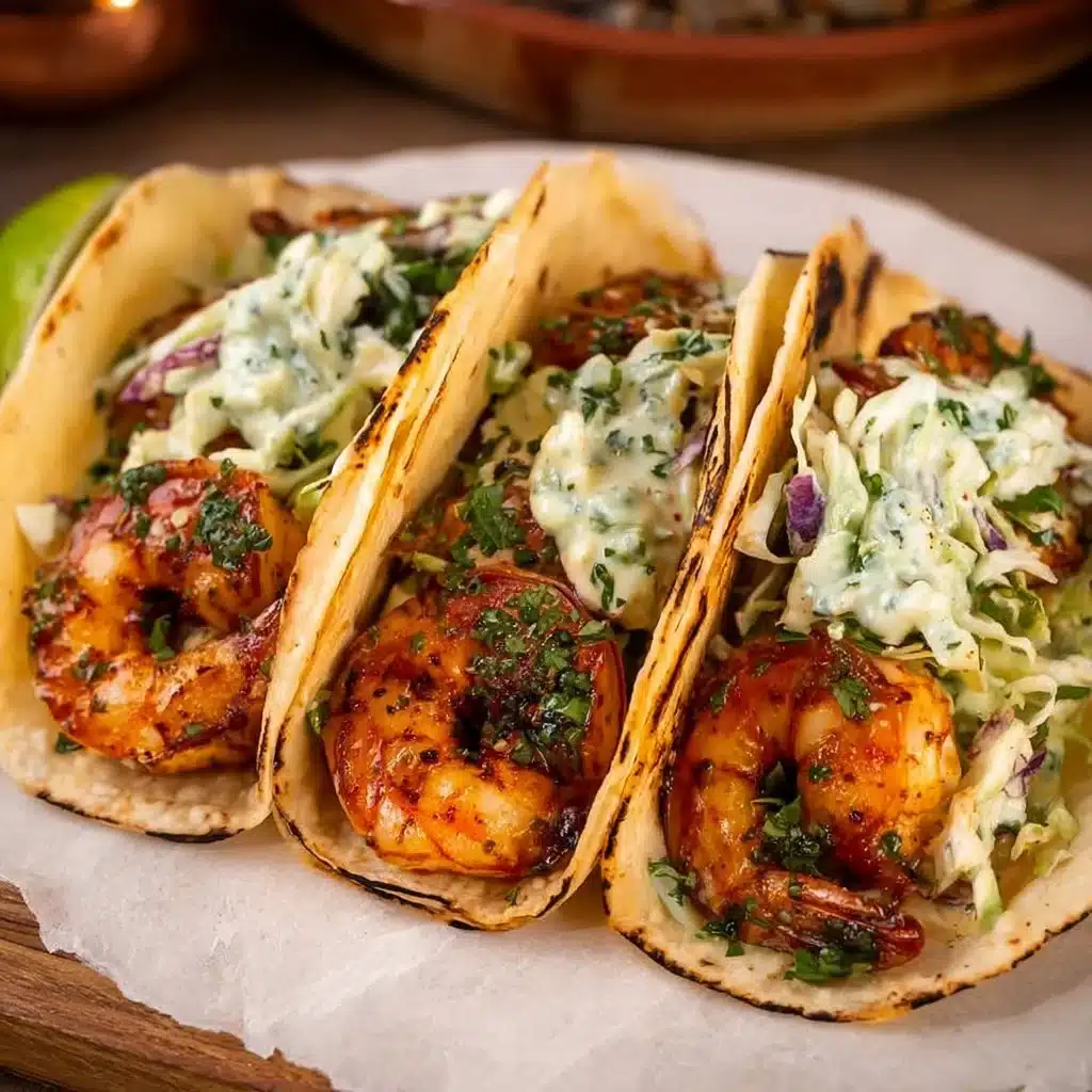 Cilantro Lime Shrimp Tacos with Creamy Slaw