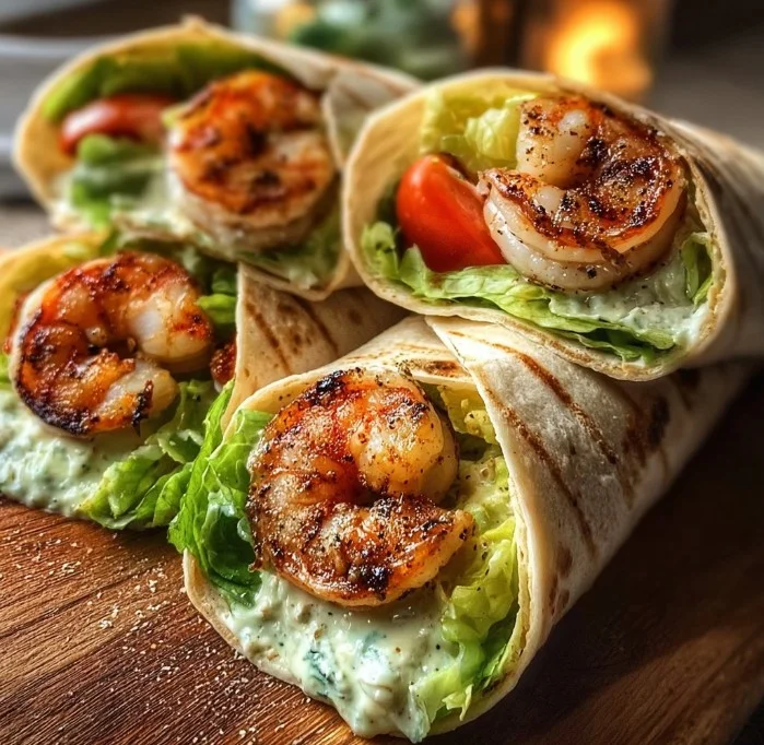 Grilled Shrimp Caesar Wraps