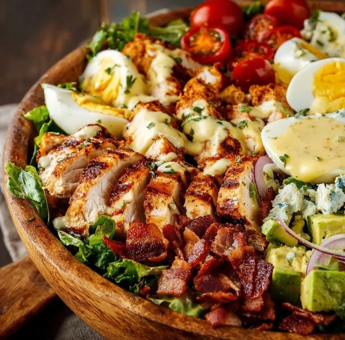 Healthy Grilled Chicken Cobb Salad with Honey Dijon Dressing