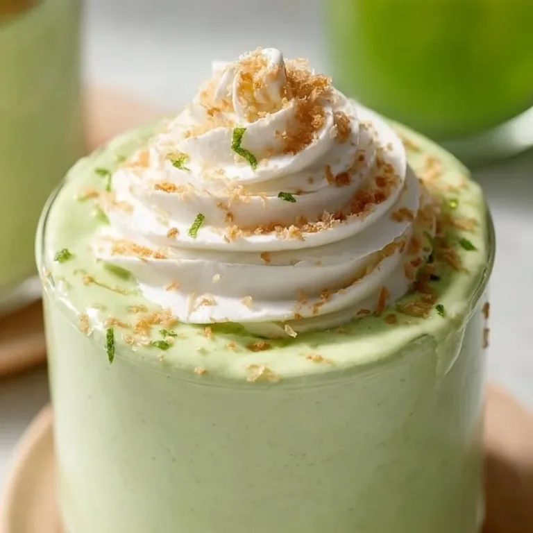 High Protein Key Lime Smoothie in a glass with lime slices